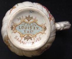 XIX. századi fajansz porcelán kancsó Louis XV. U&C jelzéssel, hajszálrepedésekkel / Chinaware ju...