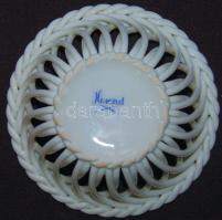 Virágokkal díszített Herendi áttört kosárka / Herendi chinaware tray 4x10cm