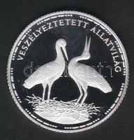 1992. 200Ft Ag "Veszélyeztetett állatvilág-gólya" T:PP Tanúsítvánnyal!