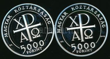 2009. 5000Ft Ag (2x) "Kálvin János" T:PP Tanúsítvánnyal!
