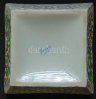 Kézzel festett virágokkal díszített Herendi áttört kosár / Handpainted Herendi chinaware tray 8x10cm