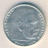 Német 3. Birodalom 1937D 2M Ag "Hindenburg" T:2 / 
German Third Reich 1937D 2 Marks Ag &q...