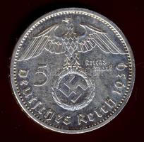 Német 3. Birodalom 1939A 5M Ag "Hindenburg" T:2 /  German Third Reich 1939A 5 Marks Ag "Hindenburg" C:XF