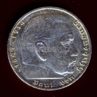 Német 3. Birodalom 1939A 5M Ag "Hindenburg" T:2 / 
German Third Reich 1939A 5 Marks Ag &q...