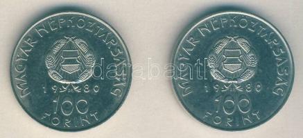 1980. 100Ft "Szovjet-magyar közös űrrepülés" (2x) T:BU