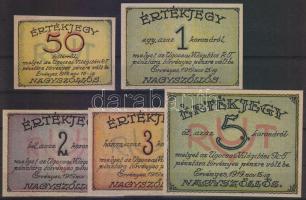 Nagyszőllős 1919. "Ugocsai Világítási Rt." 50f, 1K, 2K, 3K, 5K T:I