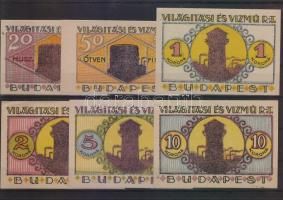 Budapest 1920. "Világítási és Vízmű R.T." 20f, 50f, 1K, 2K, 5K, 10K T:I