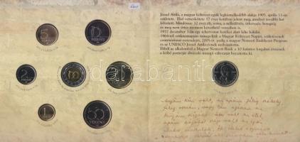 2005. 1Ft-100Ft 7klf db + 10Ft "József Attila" dísztokos szettben T:BU Csak 8000db!