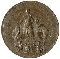 1886 szeptember 2. "Buda visszavívásának CC. éves emlékére Budapest Főváros" bronz emlékérme (132.7g) Szign.: A. SCHARFF eredeti dísztokban! T:2 /  Hungary 1886. "200th anniversary of the reoccupation of Buda" Br commemorative medallion in original box. Sign: A. SCHARFF (132.7g) C:XF
