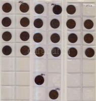 1893. 1f + 1902. 1f + 1926. 1f (10x) + 1927. 1f (11x) + 1928. 1f (14x) + 1930. 1f (8x) + 1931. 1f (8x) + 1932. 1f (7x) + 1933. 1f (12x) + 1934. 1f (9x) + 1935. 1f (7x) + 1936. 1f (9x) + 1938. (7x) ,összesen 104db! 4db berakólapon T:vegyes