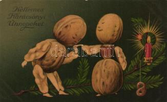 Christmas, walnuts litho, Wenau Pastell