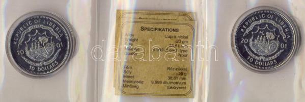 Libéria 2001. 10$ "Szabadság pillanatai-Francia forradalom" multicolor T:PP + 10$ "Magyar szabadságharc 1848-49." T:PP mindkettő tanúsítvánnyal / Liberia 2001. 10 Dollars "Moments of freedom-French Revolution 1789" C:PP + 10 Dollars "Moments of Freedom-Hungarian War and Independence 1848-49." T:PP with certificates