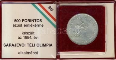 1984. 500Ft Ag "Sarajevoi Téli Olimpia" T:BU Csak 8000db! Eredeti tokban, tanúsítvánnyal!