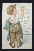 Auerbach i. Vogtland, boy, litho leporellocard (b)