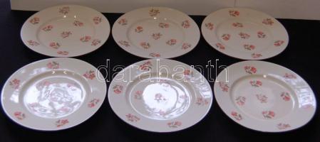 6 darabos Zsolnay jelzett porcelán süteményes tányérkészlet / Zsolnay chinaware plate set d:18cm