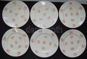 6 darabos Zsolnay jelzett porcelán süteményes tányérkészlet / Zsolnay chinaware plate set d:18cm