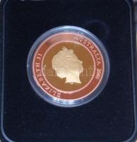 Ausztrália 2001. 10$ Ag "II. Erzsébet / Millenium" aranyozva, dísztokban, tanúsítvánnyal (33.15g) T:PP /  Australia 2001. 10 Dollar Ag "Elizabeth II. / Millenium" gold plated, in original box and with certificate (33.15g) C:PP