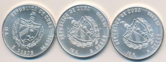 Kuba 1980-1981. 5P Ag 3 klf darab bicolor érem "Narancsvirág, Pillangójázmin, Orchidea" dí...