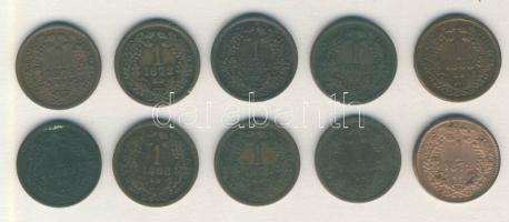 1868. 1Kr "angyalos címer" (5x) + 1872. 1Kr "angyalos címer" (5x) T:2-,3,3-