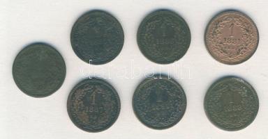 1881-92. 1Kr (7x) mind különböző évszámmal T:2-,3