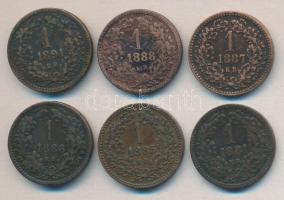 1881-91. 1Kr (6x) mind különböző évszámmal T:2,2-,3