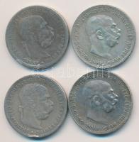 Ausztria 1899-1915. 1K Ag (4x) T:2-,3 / Austria 1899-1915. 1 Corona Ag (4x) C:VF,F