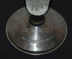 Dekoratív nagyméretű kristály váza ezüstözött talppal 26cm magas