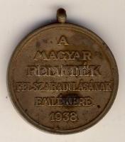 1938. "Felvidék felszabadítása - II. Rákóczi Ferenc" Br emlékérem T:2 /  Hungary 1938. "Liberation of Upper Hungary / Francis II Rákóczi" bronse medal C:XF