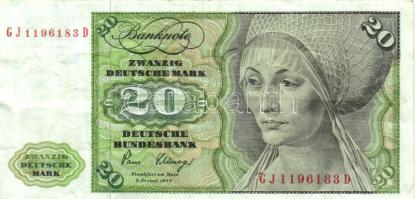 NDK 1961. 20M (2x) beváltható deviza T:III / GDR 1961. 20 Deutsche Mark (2x) convertible foreign exchange C:F