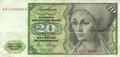 NDK 1961. 20M (2x) beváltható deviza T:III /
GDR 1961. 20 Deutsche Mark (2x) convertible foreign ex...