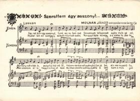 7 db régi kottás képeslap / 7 sheet music postcards