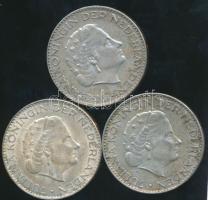 Hollandia 1955-66. 1G Ag (3x) klf évszámmal T:2 / Netherlands 1955-66. 1Gulden Ag (3x) different years C:XF