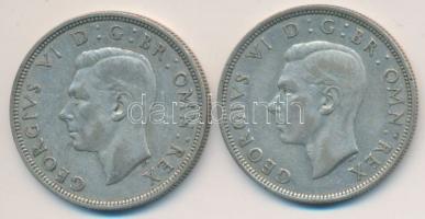 Nagy Britannia 1941. 1/2C Ag "VI.György" + 1946. 1/2C Ag "VI.György" T:2/2- / Great Britain 1941. 1/2 Crown Ag "George VI" + 1946. 1/2 Crown Ag "George VI" C:XF/VF