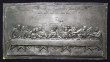 Az utolsó vacsorát ábrázoló réz dombormű 14x27cm