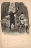 4 db századfordulós erotikus képeslap