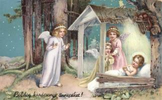 4 db régi karácsonyi üdvözlőlap közte lithok