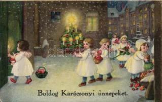 4 db régi karácsonyi üdvözlőlap közte lithok