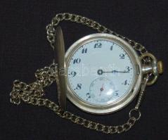 cca 1900 Korgemont 15 köves, porcelán számlapos  ezüst zsebóra. Működőképes, de egy rúgó cserére szo...