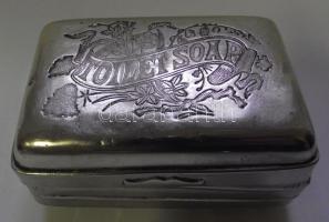 Dekoratív gravírozott fém szappantartó 9x6x4cm