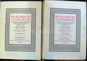 Monumenta literarum. (A világirodalom kisebb remekművei. Kner hasonmás kiadás A könyvdíszeket tervezte Kozma Lajos.) 1-2. sorozat, összesen 24 db Kner Izidor, Gyoma (egyik tékán szakadás)