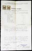 1917 Szombathelyi Általános Takarékpénztár Törlési nyugtája 2x2K okmánybélyeggel