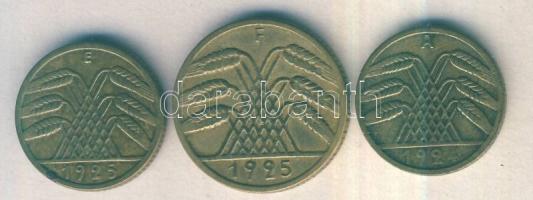 Német Birodalom/Weimari Köztársaság 1924A. 5Rpf + 1925E 5pf + 1925F 10pf  T:2 / 
Germany/Weimar Rep...