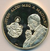 1991. "Napjaink magyar történelme - II. János Pál Pápa látogatása-Pécs" nagyalakú, piefort (vastag), aranyozott Br emlékérem (d:65mm) T:PP