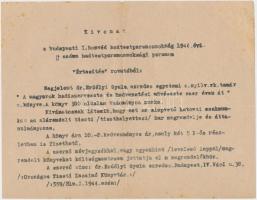 1944/9. Hadparancs kivonat + Hévízszentandrási katonai kórház számla dr. Erdélyi Gyula aláírásával