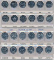 Kanada 1999. 25c (12x) + 2000. 25c (12x) mindkettő Millenniumi sorozat fóliában T:1 / Canada 1999. 25 cents (12x) + 2000. 25 Cents (12x) both "Millennium Quarters" series C:Unc