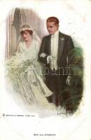 6 db háború előtti művészi, szignós Párok motívumlap, jó művészek / 6 Couples topic cards