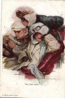 6 db háború előtti művészi, szignós Párok motívumlap, jó művészek / 6 Couples topic cards