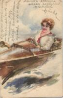 6 db háború előtti, jó minőségű művészi, szignós Hölgyek motívumlap, több jó művésszel (Usabal, Barb...