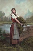 12 db háború előtti, jó minőségű Folklór lap, lithokkal / 12 Folklore postcards