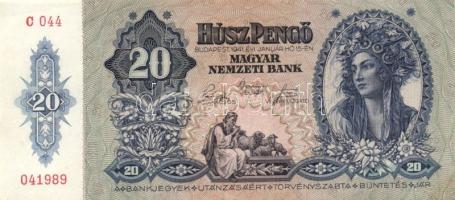 1932. 50P (2x) kétféle színű sorszámmal T:II+ + 1941. 20P (3x) kettő alacsony sorozatszámú T:II